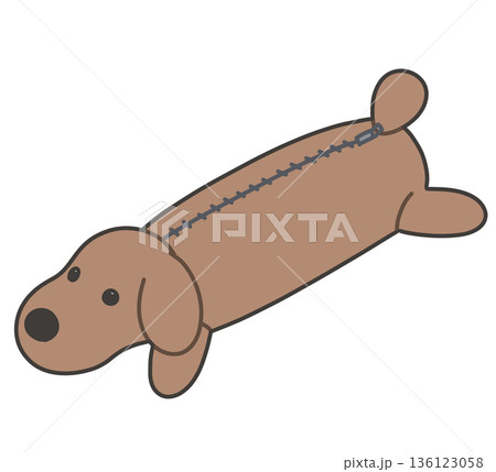 茶色い犬の形をした筆箱のイラスト 茶色い犬の形をした筆箱のイラスト 136123058
