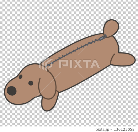 茶色い犬の形をした筆箱のイラスト 茶色い犬の形をした筆箱のイラスト 136123058