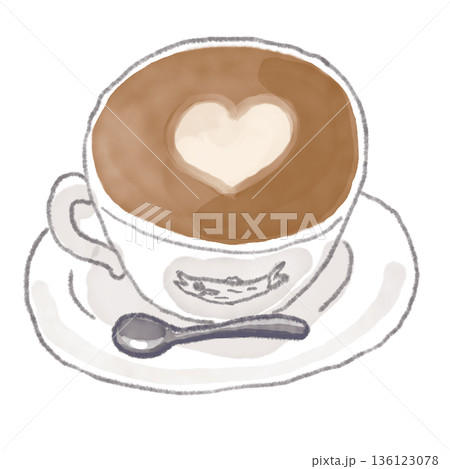 ミルクの泡でハートが書かれたカフェラテ1 136123078