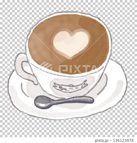 ミルクの泡でハートが書かれたカフェラテ1 136123078