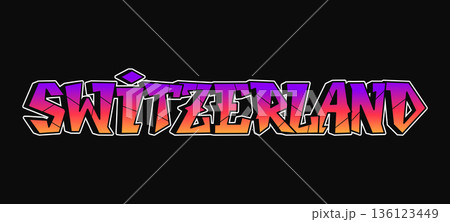 Switzerland graffiti style lettering with vibrant gradient colors Switzerland graffiti style lettering with vibrant gradient colors 136123449