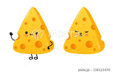 Cute cheese character waving and blowing a kiss 136123470