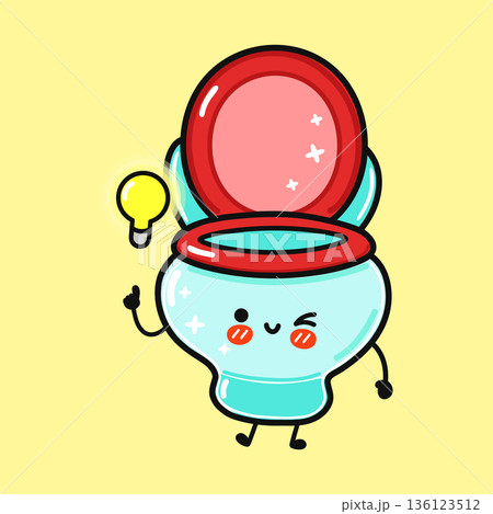 Cute toilet cartoon character having an idea Cute toilet cartoon character having an idea 136123512