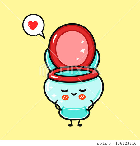 Kawaii toilet cartoon character expressing love for cleanliness 136123516