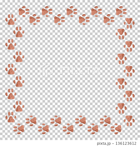 [Paw print frame] Hand-embroidered illustration material 136123612