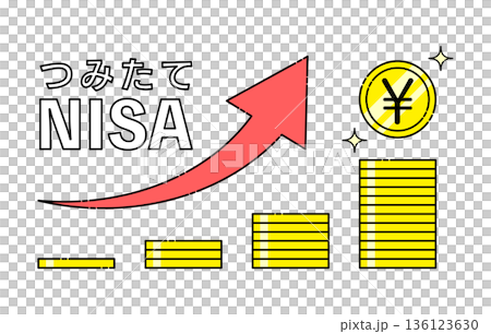 つみたてNISA 矢印上昇のイラスト つみたてNISA 矢印上昇のイラスト 136123630