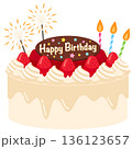 いちごと生クリームの誕生日ケーキ 136123657