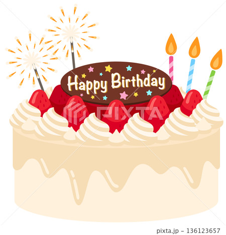 いちごと生クリームの誕生日ケーキ 136123657