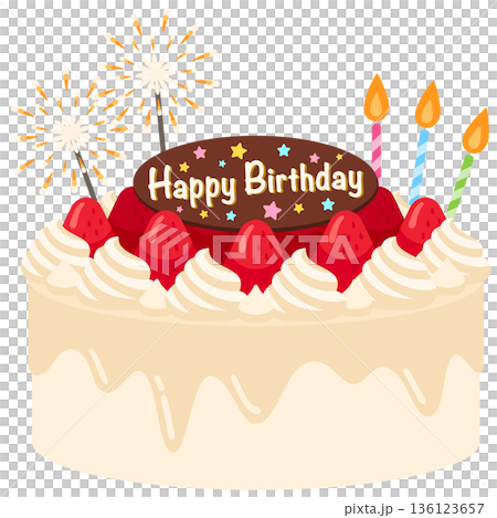 いちごと生クリームの誕生日ケーキ 136123657