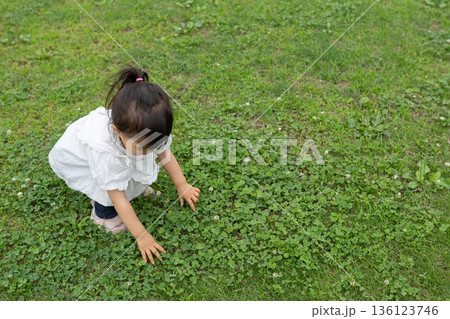芝生で遊ぶ女の子 芝生で遊ぶ女の子 136123746