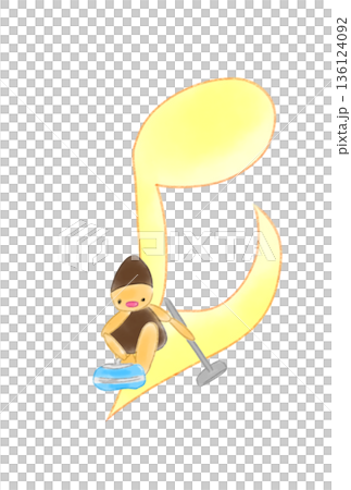 カーリング選手の付いた音符 136124092