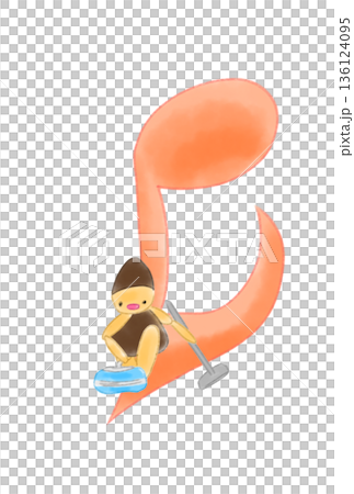 Musical note with curling players Musical note with curling players 136124095