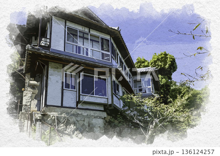 水彩画風　尾道　みはらし亭　広島県尾道市 136124257