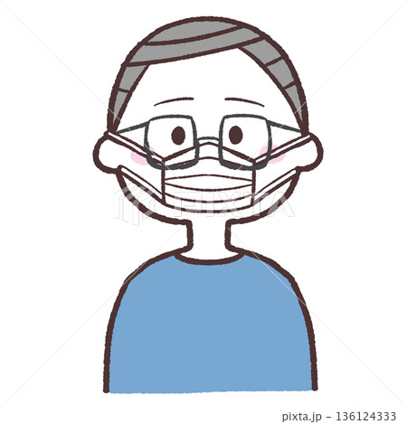 マスクをするシニア男性のイラスト 136124333