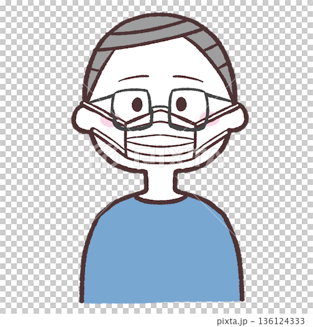 マスクをするシニア男性のイラスト 136124333