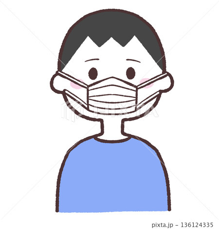 マスクする男性のイラスト 136124335