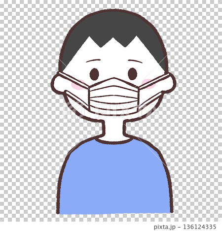 マスクする男性のイラスト 136124335