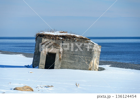雪に覆われた旭浜のトーチカ 北海道大樹町の沿岸防御遺構 136124454