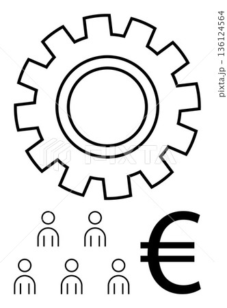 Workforce management, economic systems, financial planning, business operations, industrial processes, global economy. Large gear, people icons and Euro sign. Workforce and economic systems concept Workforce management, economic systems, financial planning, business operations, industrial processes, global economy. Large gear, people icons and Euro sign. Workforce and economic systems concept 136124564