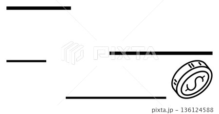 Finance, currency exchange, cash flow, monetary value, payment systems, abstract business. Minimalist design of a coin with a dollar symbol and dynamic lines. Finance and currency exchange concept 136124588