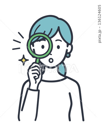 虫眼鏡で確認する女性 検索・調査・チェックのコンセプトベクターイラスト 虫眼鏡で確認する女性 検索・調査・チェックのコンセプトベクターイラスト 136124605