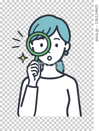 虫眼鏡で確認する女性 検索・調査・チェックのコンセプトベクターイラスト 虫眼鏡で確認する女性 検索・調査・チェックのコンセプトベクターイラスト 136124605