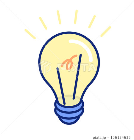 ひらめきやアイデアを表す電球のアイソメトリックイラスト 136124633