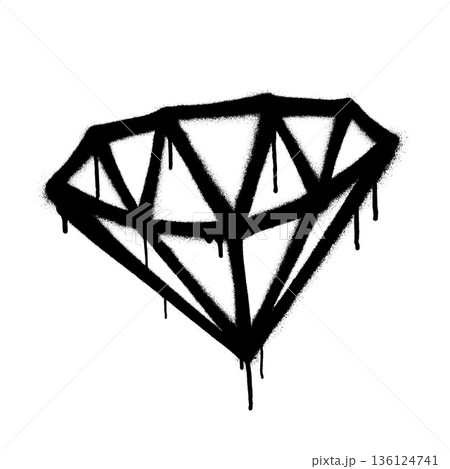 Abstract diamond graffiti with dripping spray paint on white background. Abstract diamond graffiti with dripping spray paint on white background. 136124741