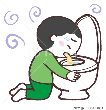 トイレで嘔吐する男の子のイラスト 136124801