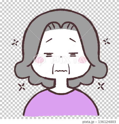 Illustration of a senior woman with watery eyes 136124803