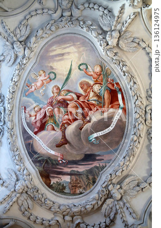 Beautiful religious fresco in Benediktbeuern, Germany Beautiful religious fresco in Benediktbeuern, Germany 136124975