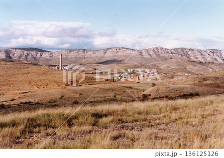 lonely countryside landscape in the area of aragon, spain 136125126