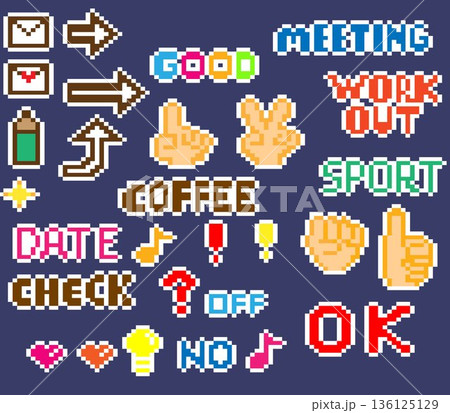 ドット絵のステッカーセット/デジタルプランナーセット 136125129