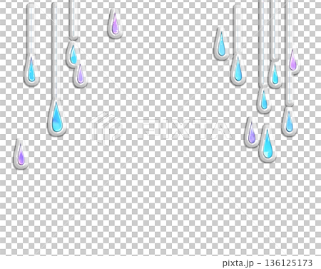 ポップな雨　水色　ぷっくり 136125173
