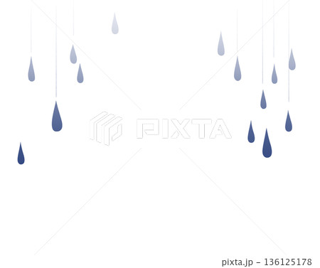 絵本風の雨　横　紺色 136125178