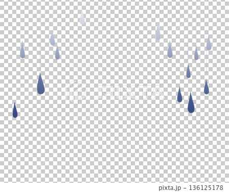 絵本風の雨　横　紺色 136125178