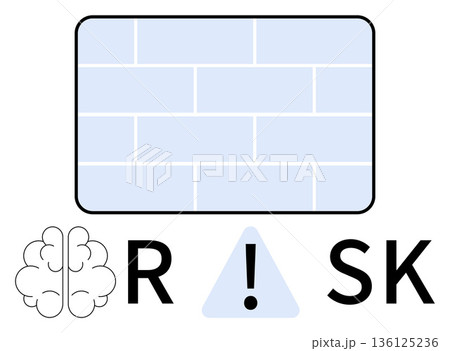 Risk management, decision-making, problem-solving, awareness, security, obstacles. A brain, wall and exclamation mark form the word RISK. Risk management and decision-making visualization Risk management, decision-making, problem-solving, awareness, security, obstacles. A brain, wall and exclamation mark form the word RISK. Risk management and decision-making visualization 136125236