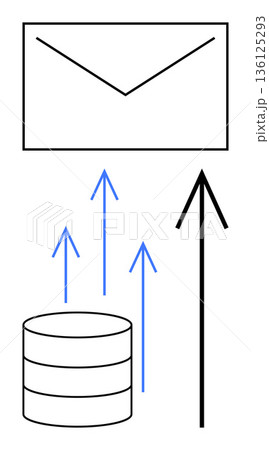Email services, data transfer, cloud upload, information flow, messaging, digital communication. Envelope above data storage and upward arrows. Email services and data transfer conceptual theme Email services, data transfer, cloud upload, information flow, messaging, digital communication. Envelope above data storage and upward arrows. Email services and data transfer conceptual theme 136125293
