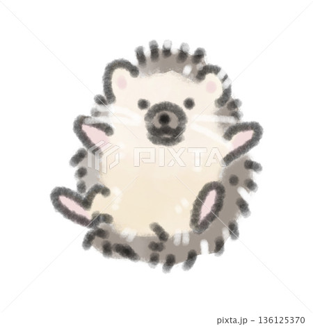 ハリネズミの赤ちゃんがちょこんと座っている水彩風イラスト ペットの飼育ブログや育児サイトの挿絵に 136125370