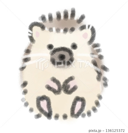 手を前で合わせているハリネズミの赤ちゃんの水彩風イラスト お願いや挨拶をテーマにしたブログの挿絵に 136125372