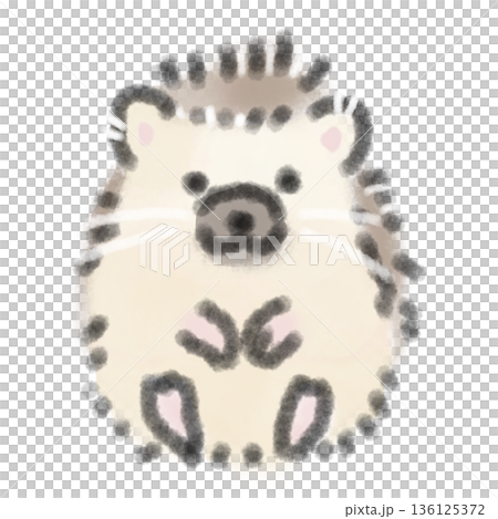 手を前で合わせているハリネズミの赤ちゃんの水彩風イラスト お願いや挨拶をテーマにしたブログの挿絵に 136125372