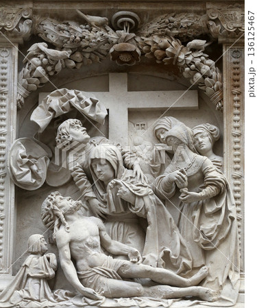 Lamentation of Christ Architectural details from the external walls of St Stephen's Cathedral in Vienna, Austria Lamentation of Christ Architectural details from the external walls of St Stephen's Cathedral in Vienna, Austria 136125467