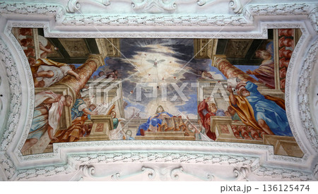 Pentecost, beautiful religious fresco in Benediktbeuern, Germany 136125474