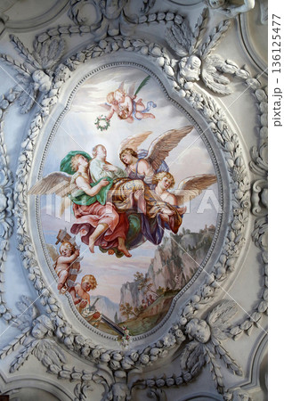 Beautiful religious fresco in Benediktbeuern, Germany 136125477