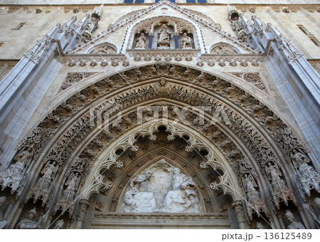 Portal of Zagreb Cathedral dedicated to the Assumption of Mary in Zagreb, Croatia Portal of Zagreb Cathedral dedicated to the Assumption of Mary in Zagreb, Croatia 136125489
