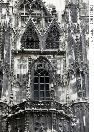 Exterior detail from saint Stephen cathedral in Vienna, Austria 136125605