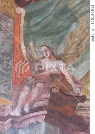 Angel, fresco in the Church of All Saints in Sesvete, Croatia Angel, fresco in the Church of All Saints in Sesvete, Croatia 136125612