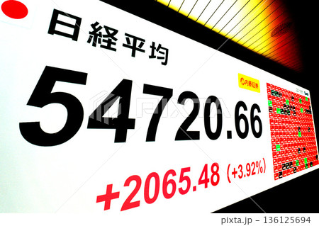 日本の東京都市景観最高値更新5万4720円66銭株価/終値=令和8年2月3日、日本橋兜 日本の東京都市景観最高値更新5万4720円66銭株価/終値=令和8年2月3日、日本橋兜 136125694