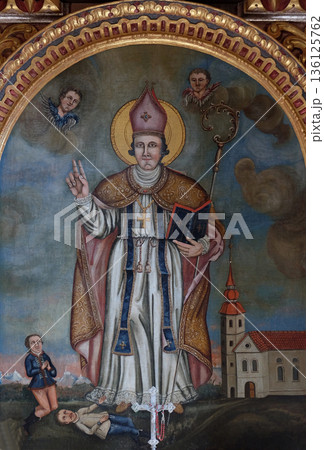 Saint Wolfgang, altarpiece in the chapel of St. Wolfgang in Vukovoj, Croatia Saint Wolfgang, altarpiece in the chapel of St. Wolfgang in Vukovoj, Croatia 136125762