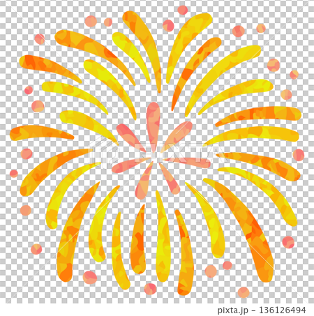 暖色調煙火插圖向量素材 136126494